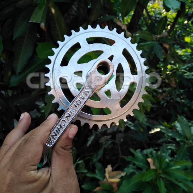 CRANK GEAR SEPEDA ONTEL MINION 20 CROME BESI MANTAP