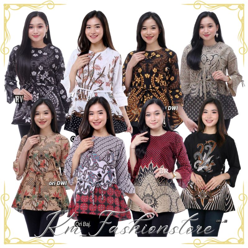 BAJU BATIK WANITA MODERN MONALISA GENES M,L,XL asli PEKALONGAN Bluse lengan trompet