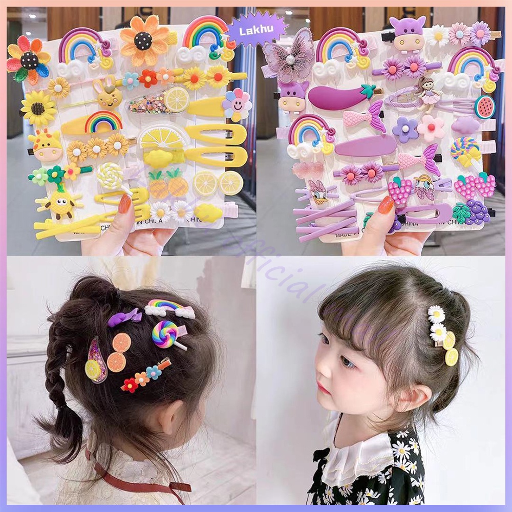 14pcs Set jepit rambut anak korea lucu/jepitan rambut korea anak perempuan