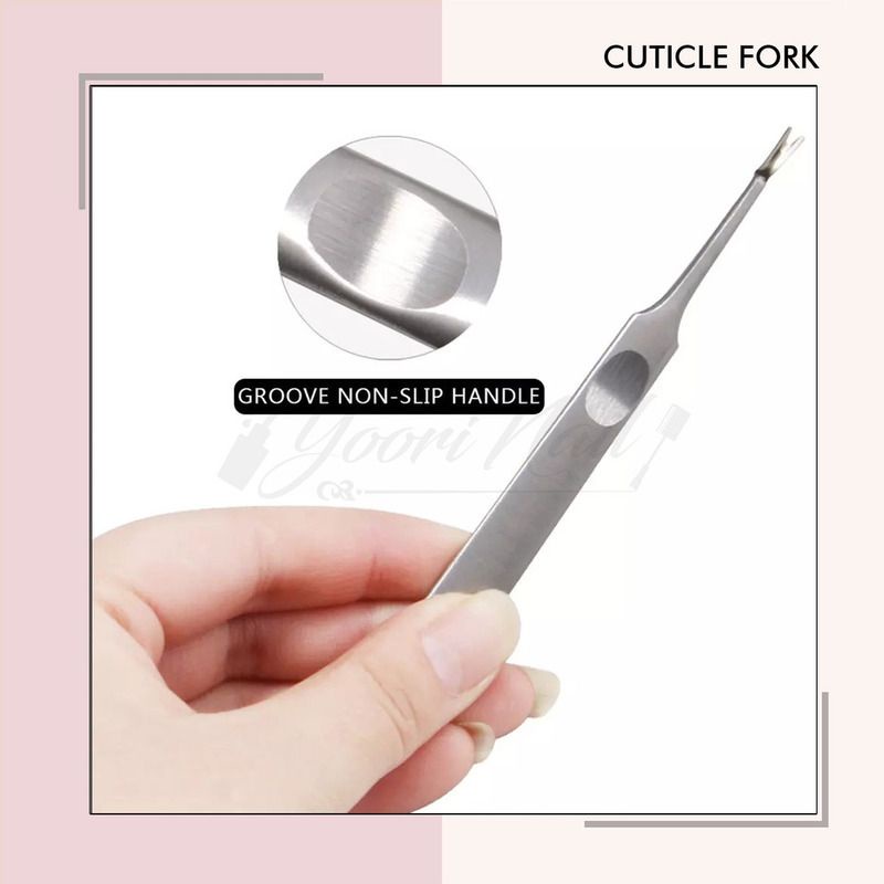 Cuticle fork nail art pemotong pendorong kutikula manicure lidah ular pedicure stainless steel