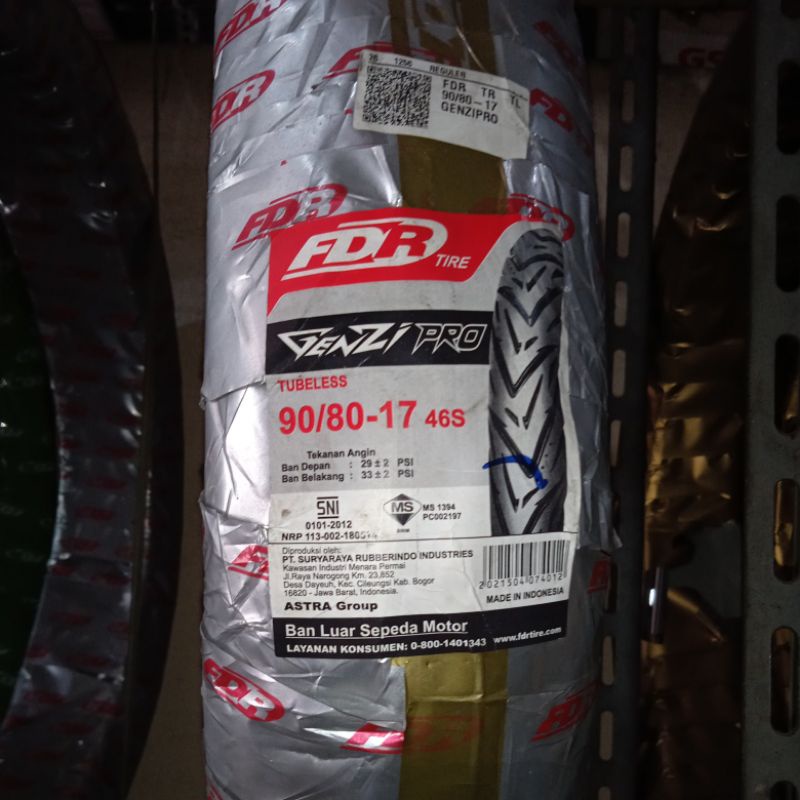 Ban Luar Merk FDR, 90/80-17 Genzi Pro, Tubeless