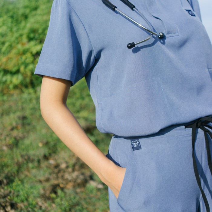 Baju Jaga MANDARIN SS - AIRY BLUE Scrubs Theatre Blues Empirical Lengan Pendek