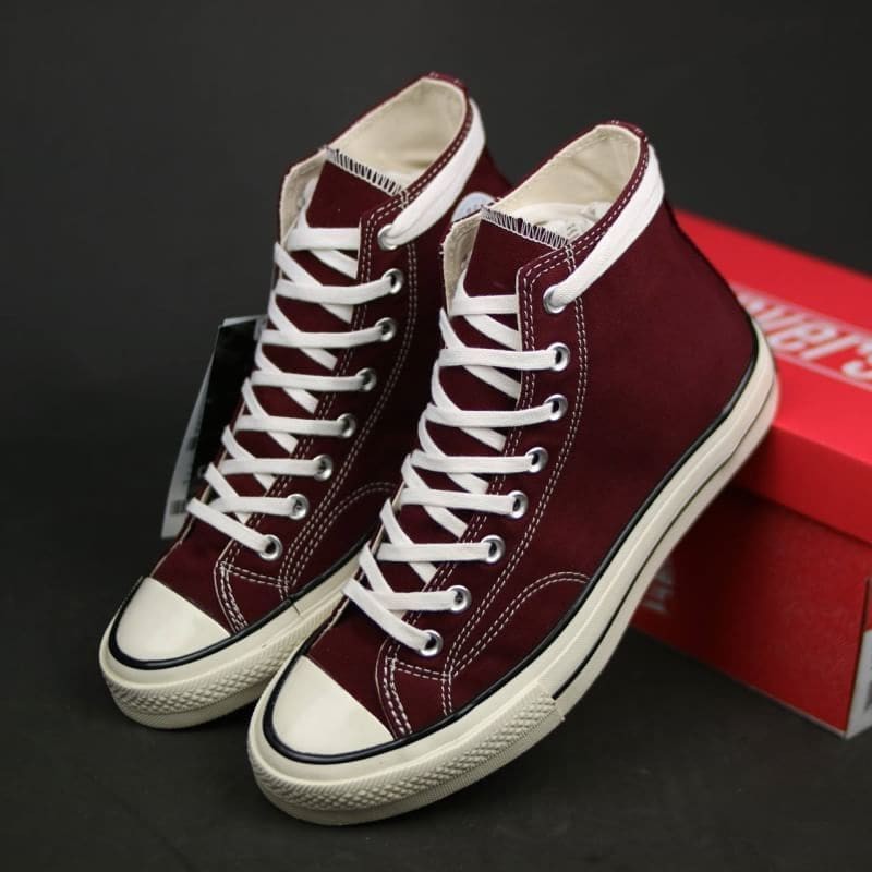 (BISA COD) Sepatu Converse 70s High Maroon Premium Import Pria Dan