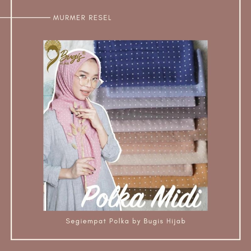 SEGIEMPAT MOTIF POLKA BUGIS HIJAB PINGGIRAN FINISHING LASERCUT POLYCOTTON BELLA MOTIF POLKADOT