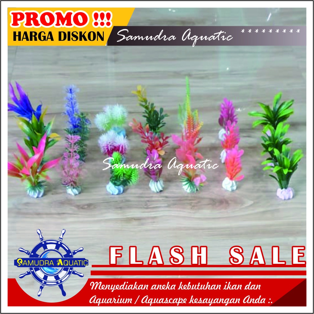 Tanaman Hias Aquarium 10 CM (CAMPUR), Hiasan Bunga Plastik Aquarium Aquascape