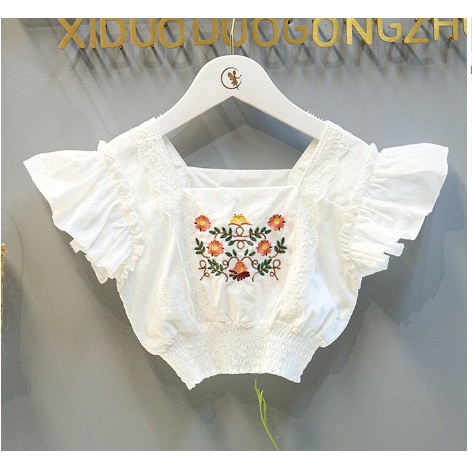 SETELAN ANAK CEWEK IMPORT / JEANS BAJU CELANA MOTIF BUNGA CROP BUNGA JEANS