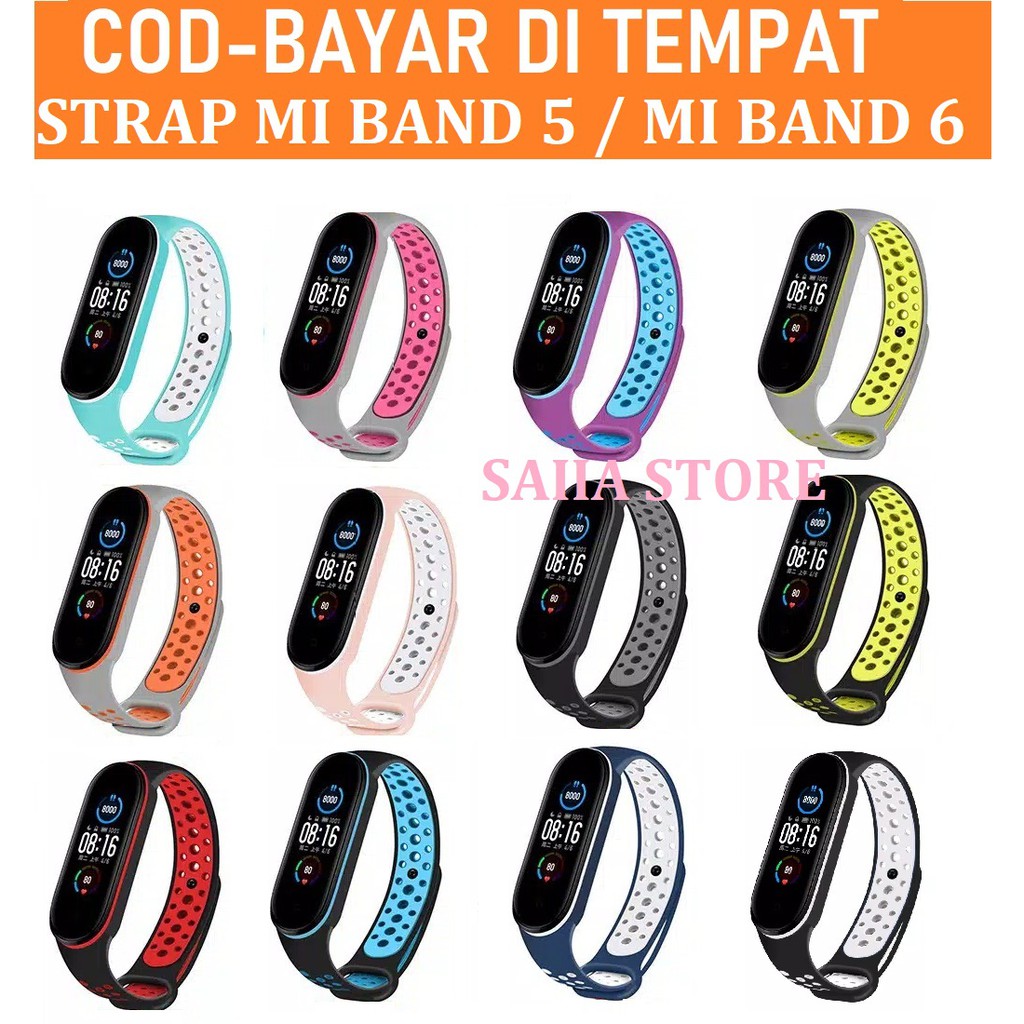 SAIIA STRAP MIBAND 5  MIBAND 6 MI BAND 5 MI BAND 6 MODEL SPORT 2 WARNA NIKE SPORT