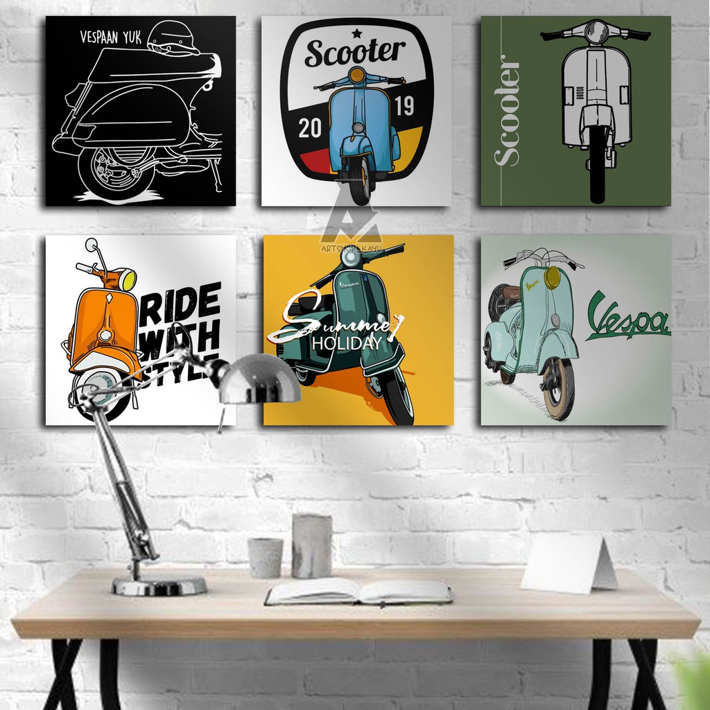 Hiasan dinding VESPA Hiasan Kamar Poster Kayu Pajangan Rumah/ dekorasi dinding / Walldecor