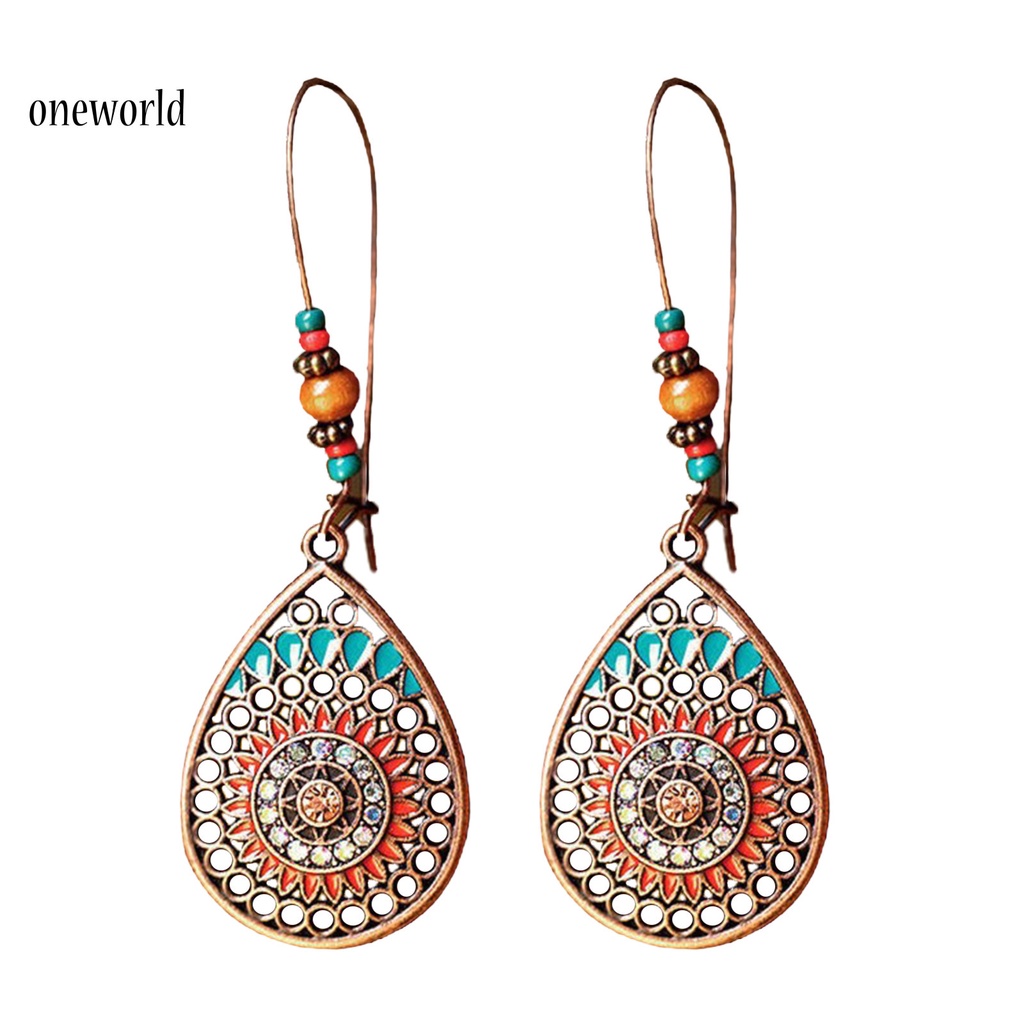 Oneworld Anting Tusuk Gantung Wanita Asimetris Bahan Alloy Desain Manikmanik Untuk Hadiah