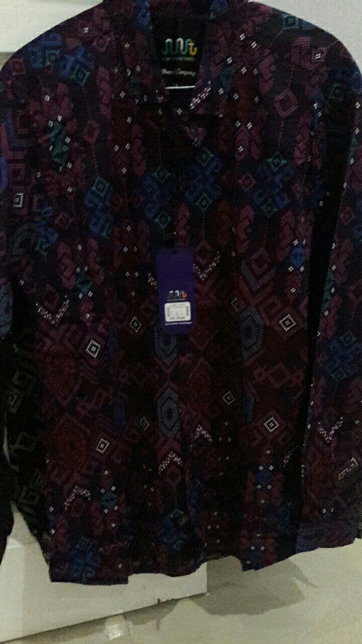 Credomenstore Kemeja Batik Pria Lengan Panjang Hitam Full Motif Hijau Tosca