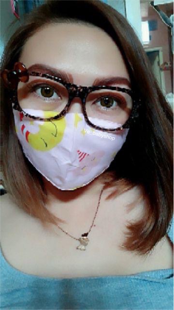 Masker kain ANAK earloop 2 lapis motif random