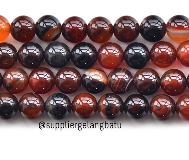 Carnelian grosir bahan batu akik gelang kalung agate blackred aksesoris fashion star seller