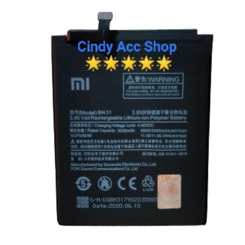 BATERAI XIAOMI REDMI NOTE 5A / MI 5X / MiA1 / S2 / MI5X / MI A1 / BN31 ORIGINAL-8
