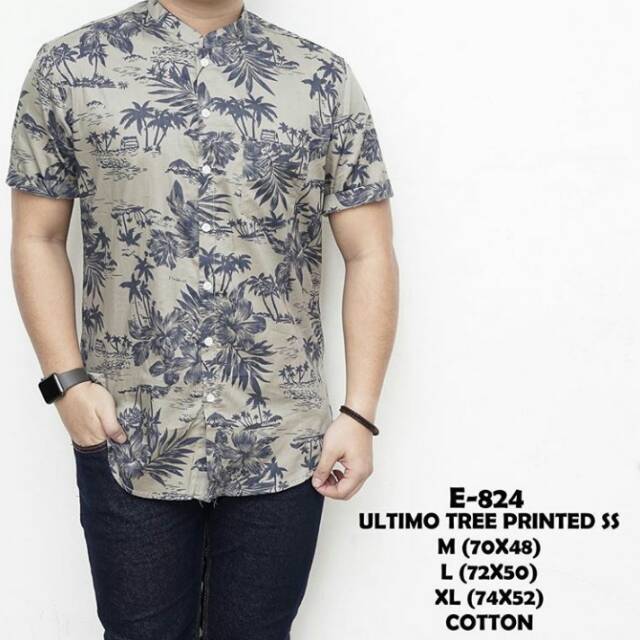 DETT STORE 〰 BAJU KEMEJA KERAH KOKO PRIA LENGAN PENDEK BERKANTONG ULTIMO TREE