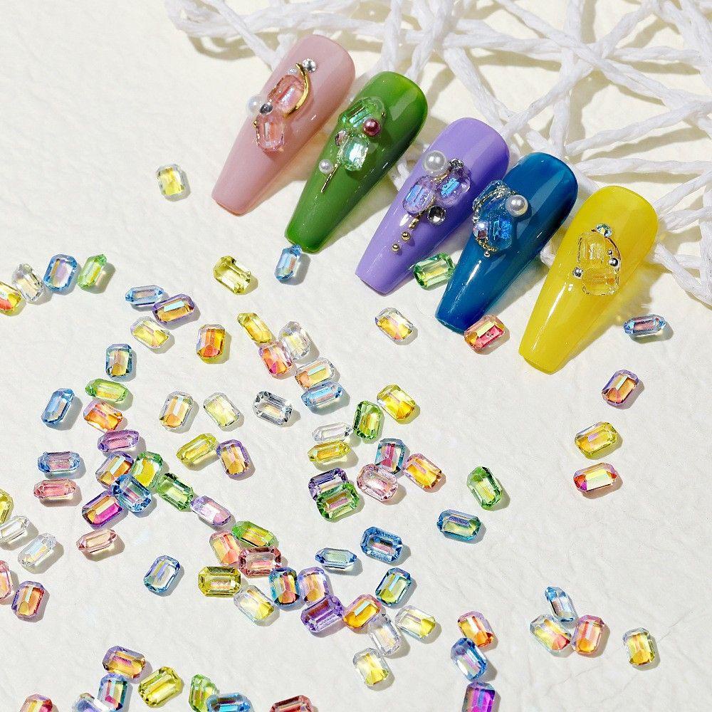 Agustinina Nail Art Charms Aurora Resin Cinta Hati Kuku Salon Manicure Aksesoris Waterdrip 3D Dekorasi Kuku