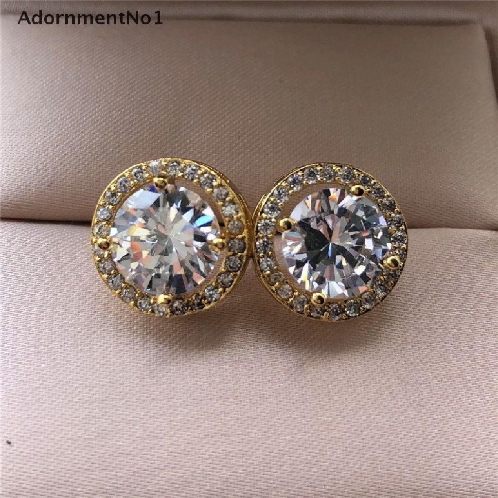 (AdornmentNo1) Anting Tusuk Vintage Bentuk Bulat Aksen Kristal Zircon Untuk Perhiasan Wanita / Pernikahan