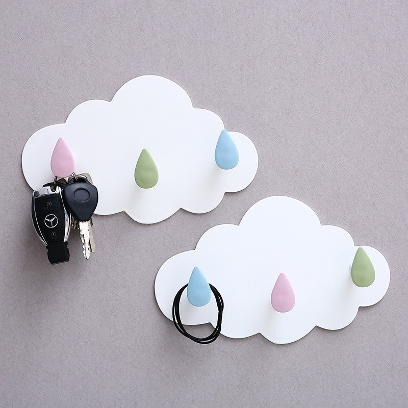 Retaily HL0339 Gantungan Hook Motif Awan Multifungsi Gantungan Dapur / Kamar Mandi 3 Kait Multifungsi