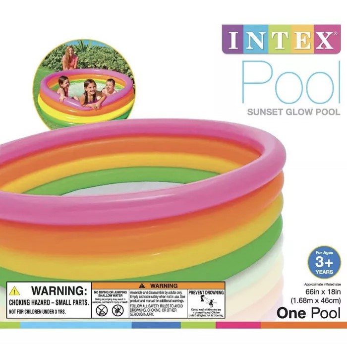 Kolam Renang Intex 4 Ring Rainbow 56441 / Kolam Main Anak Jumbo 168 cm