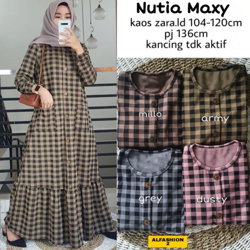 NUTIA MAXI GAMIS KOTAK KAOS ZARA TEBAL