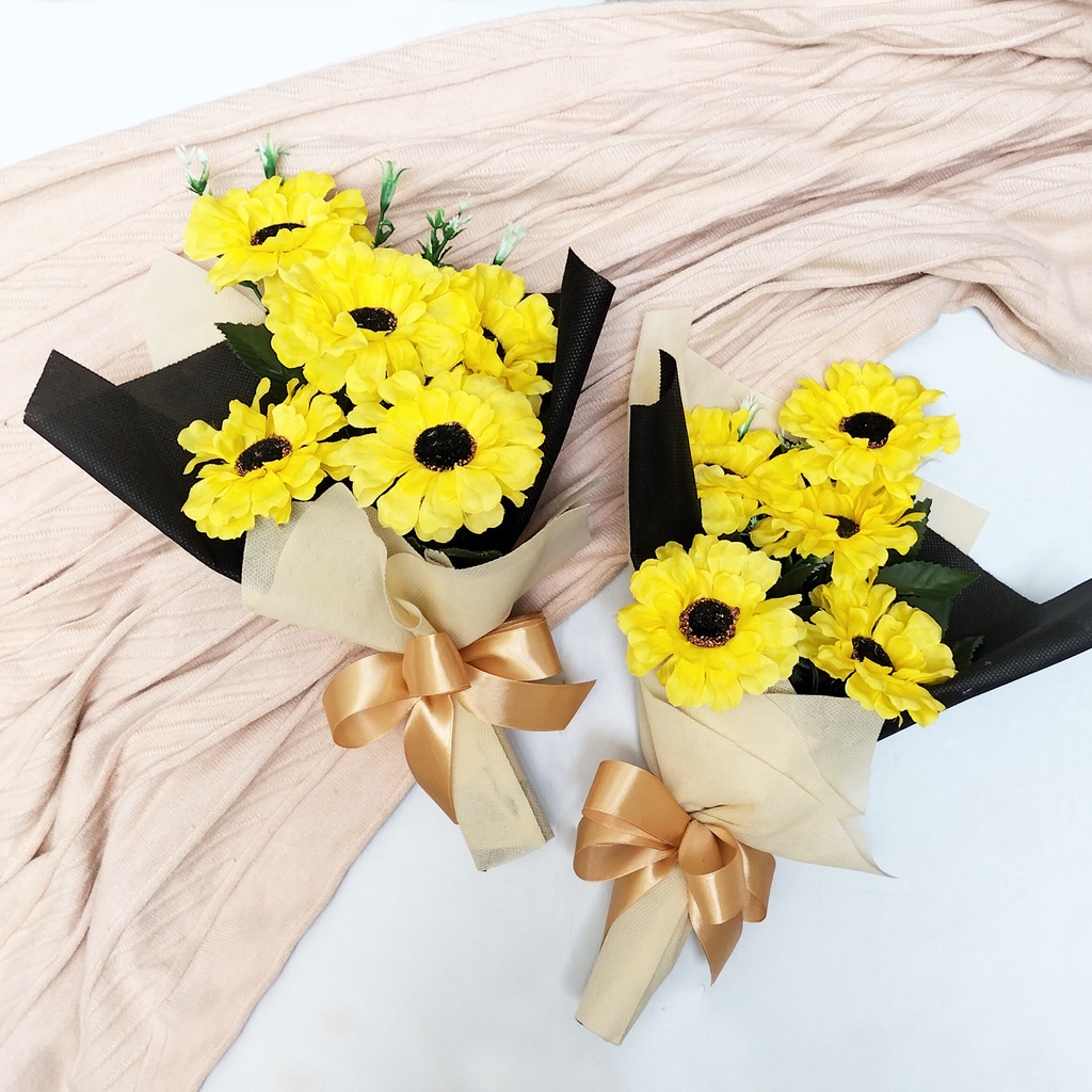 Bunga plastik hand Bouquet bunga matahari artificial bunga wisuda ulang tahun Buket bunga