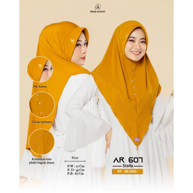  Jilbab Instan terbaru // Hijab bergo Instan variasi Plisket dan akrilik  AR 607 ORI by AR RAFI-7