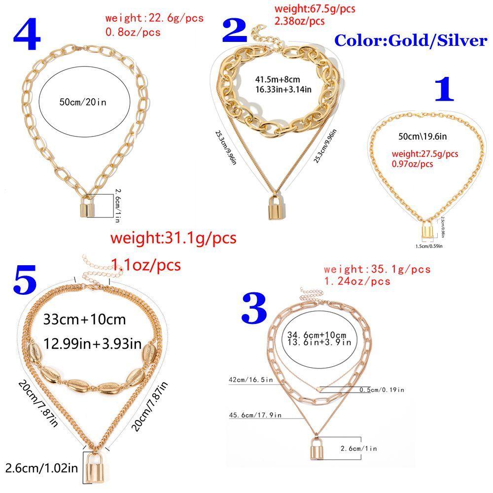 Lily Punk Kalung Pesona Multi-Layer Rantai Wanita Pria Bib Choker