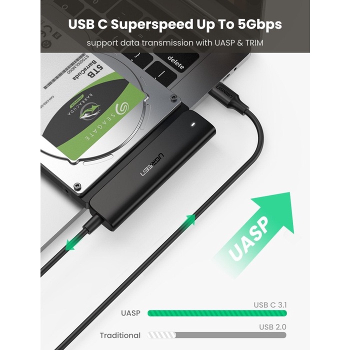 UGREEN Converter HDD SSD SATA 2.5&quot; to USB-A/USB-C Adapter - CM321