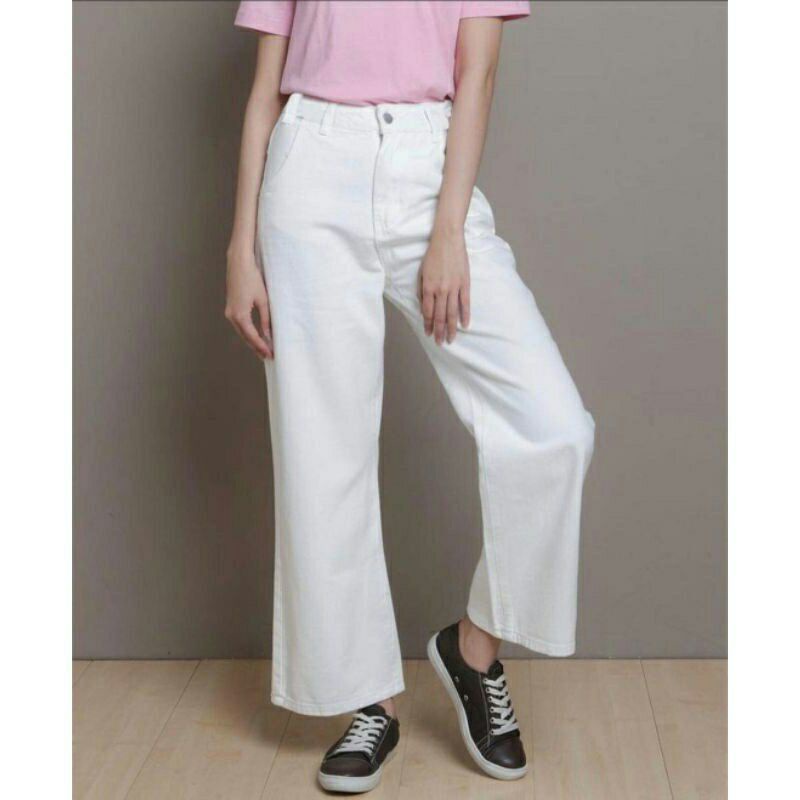 Celana Kulot Jeans Putih Polos Celana Kulot Wanita Murah Kekinian Kulot Hw Levis