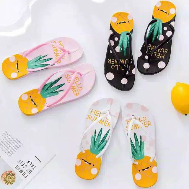 SANDAL JEPIT MOTIF NANAS WANITA