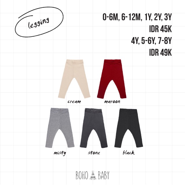 New Legging Bohobaby / Legging Anak / Legging Bayi