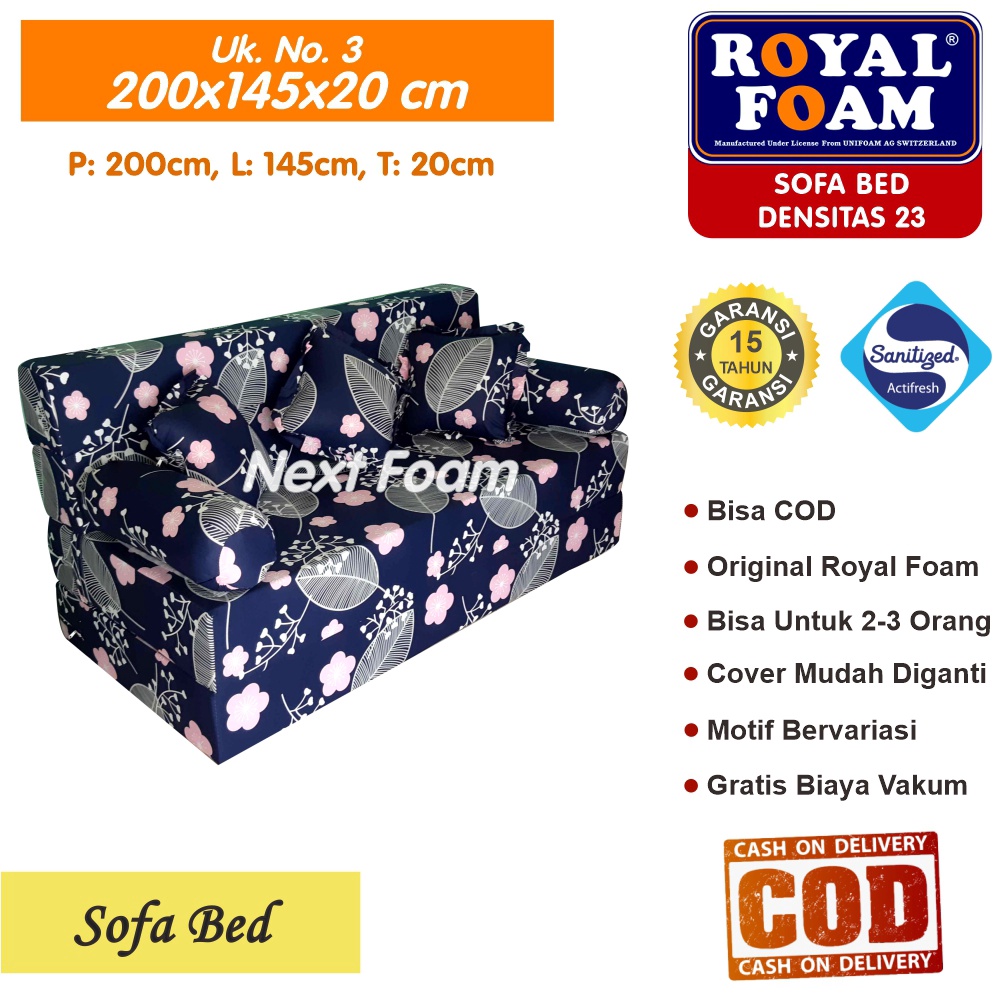 Sofa Bed Royal Foam Ukuran No 3 200x145x20 Tebal 20 cm RK D 23 ORIGINAL Royal Foam Garansi 15 Tahun