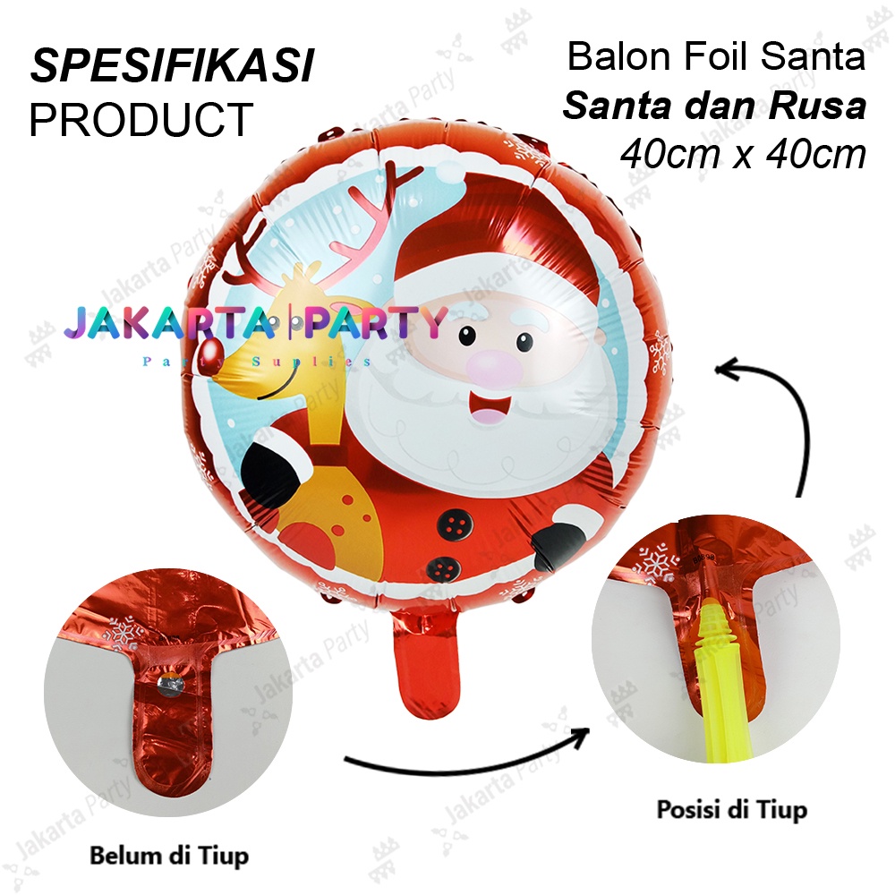 Balon Bulat Natal #4 / Balon Foil Bulat / Balon Foil Xmas / Balon Xmas