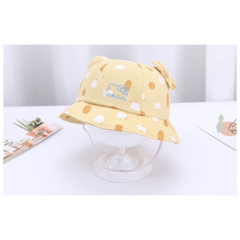 (LK48) Topi Bucket Anak Bayi Balita Perempuan Model Kitty Impor-Kuning