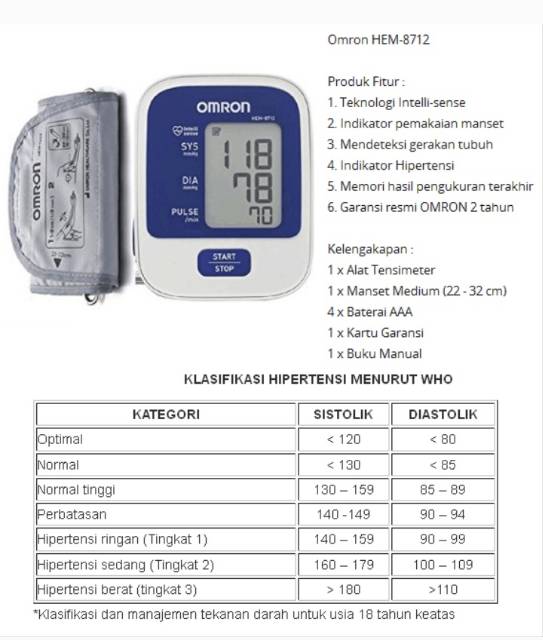 Tensimeter Digital Original Omron HEM 8712 / Tensimeter Omron HEM 7120 / Tensi Meter Omron HEM 7121 / Tensi Meter Omron HEM 7142T1 Garansi Resmi Omron 5 Tahun