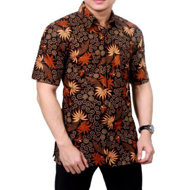 Havi Batik Hrb026 Kenongo Kemeja Pendek Pekalongan Padi M L Xl Sogan Tulis Halus Kemeja Batik