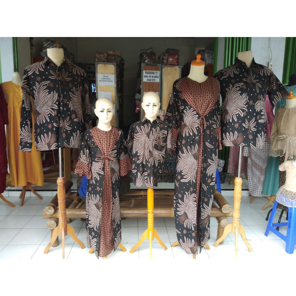 Batik couple keluarga modern terbaru set couple batik keluarga gamis jumbo pari iket-1
