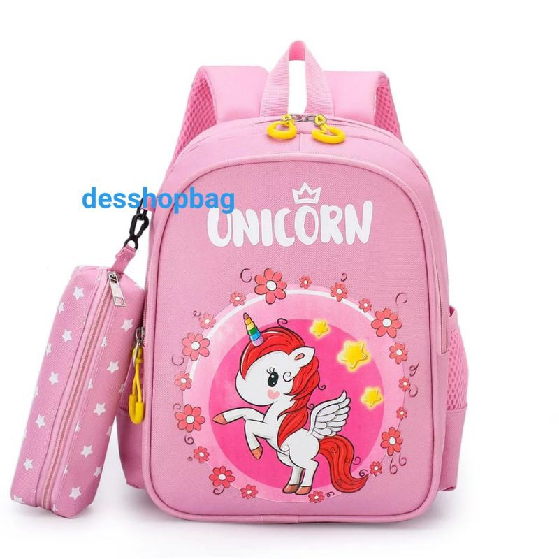 Tas ransel sekolah anak perempuan ZAMZAM karakter unicorn pul STRIP trendy kekinian B