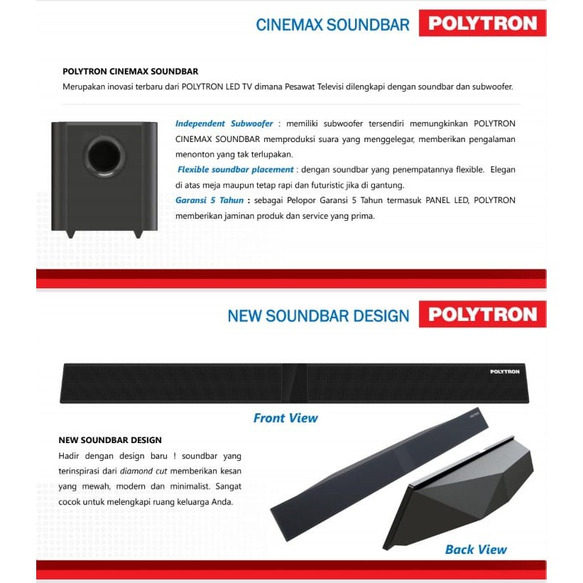 Promo 7.7  PROMO LED TV POLYTRON 43" 43B8951 43 INCH USB MOVIE HD HDMI SOUNDBAR