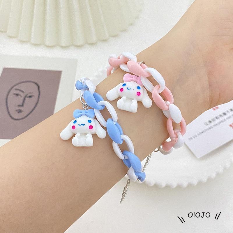 【COD】Gelang Desain Kartun Anjing Telinga Besar Warna Pink Biru Untuk Pasangan