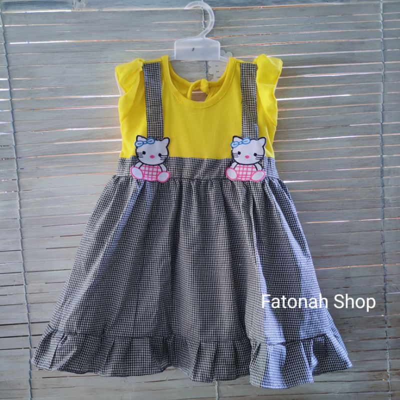 Dress Anak cewek 1 2 tahun hellokitty kembar gaun anak cewek baju anak perempuan ( dress TWIN HK  )