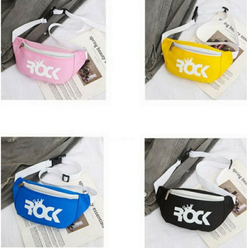 Plazababyku RAFA ROCK Waist bag anak perempuan laki-laki Model tas slempang anak korea motif