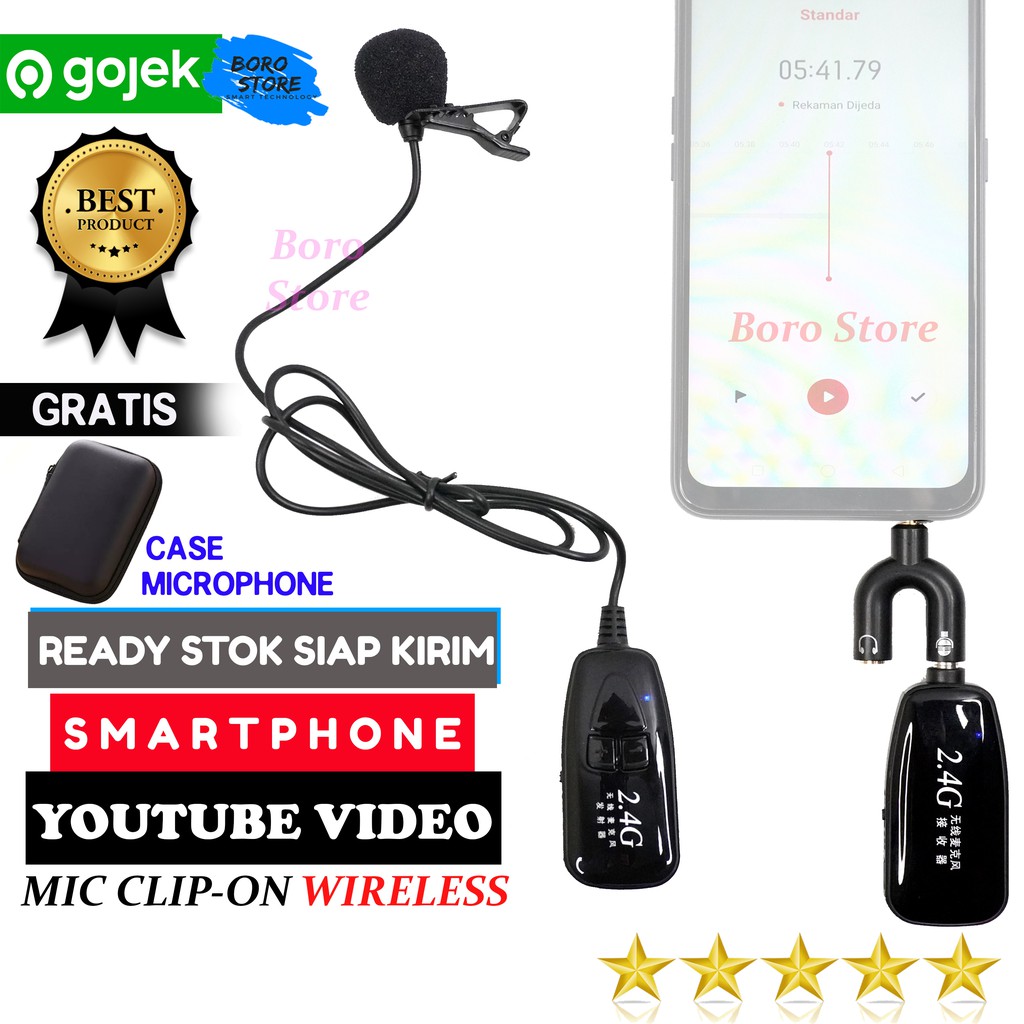 Microphone Mic Clip On Wireless 2.4Ghz PRANK VLOG untuk Smartphone HP Shopee Indonesia