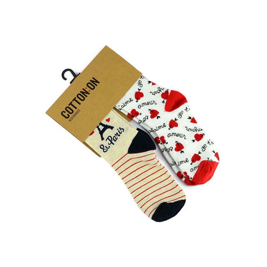 Cotton On | Double Trouble Socks | 2 Pairs | Kaos Kaki - 2 Pasang