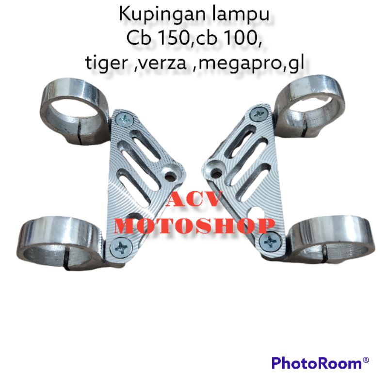 Braket kupingan pangkon lampu pesek cincin model cnc super pesek GL MEGAPRO CB GL100 TIGER VERZA as 31