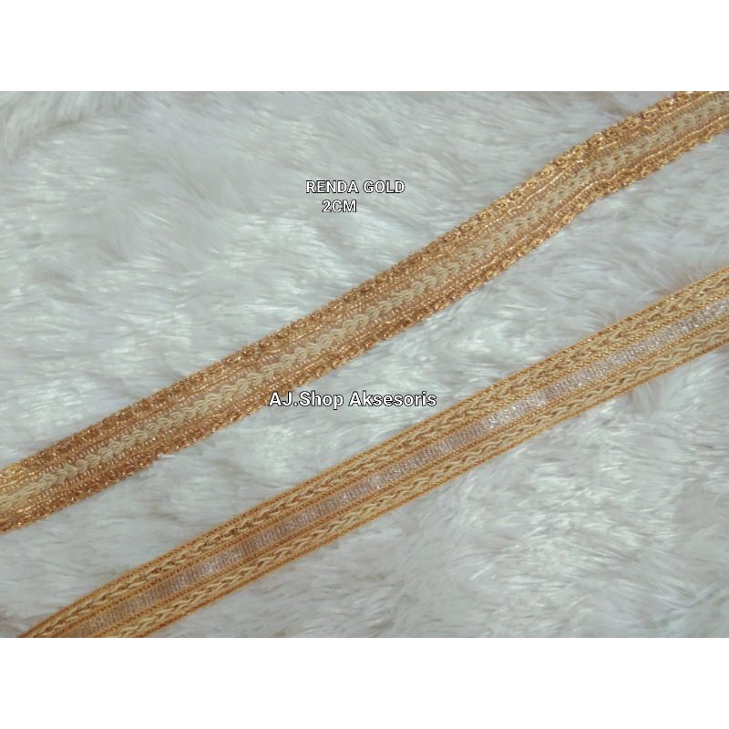 RcWL renda emas silver india / renda bordir gold silver motif tengah lebar 2 cm isi 10 yard