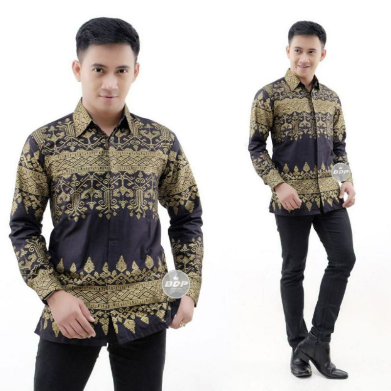 Kemeja Batik Pria Modern Lengan Panjang Casual Modis Slim Fit Trendi Masa Kini