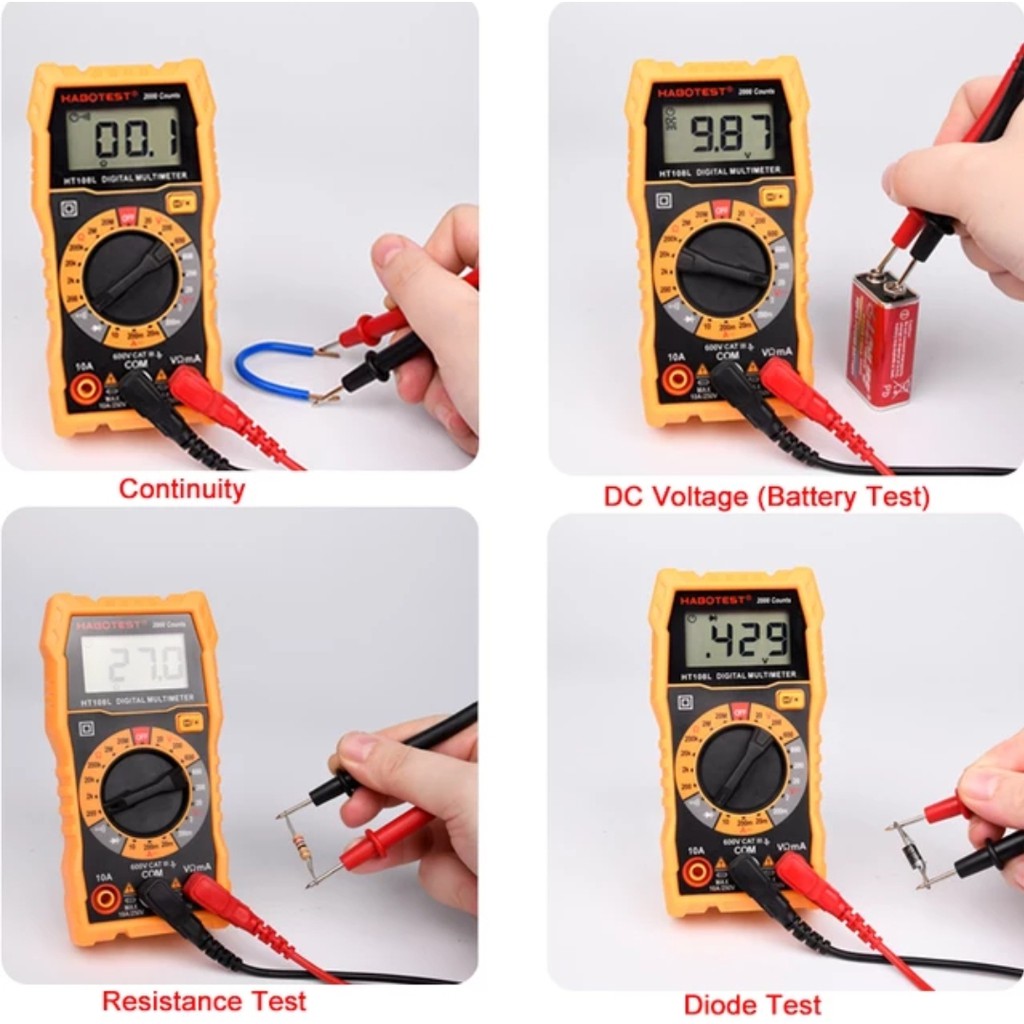 Multitester Multimeter Avometer Digital Habotest HT108L Voltase Meter Ohm AC DC 600V Amper Resistans