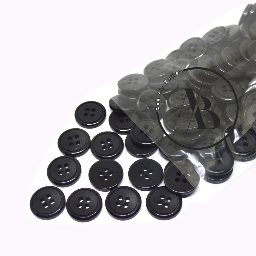 KANCING JAS PLASTIK UKURAN 15 MM PER 12 PCS BLAZER 15 HITAM