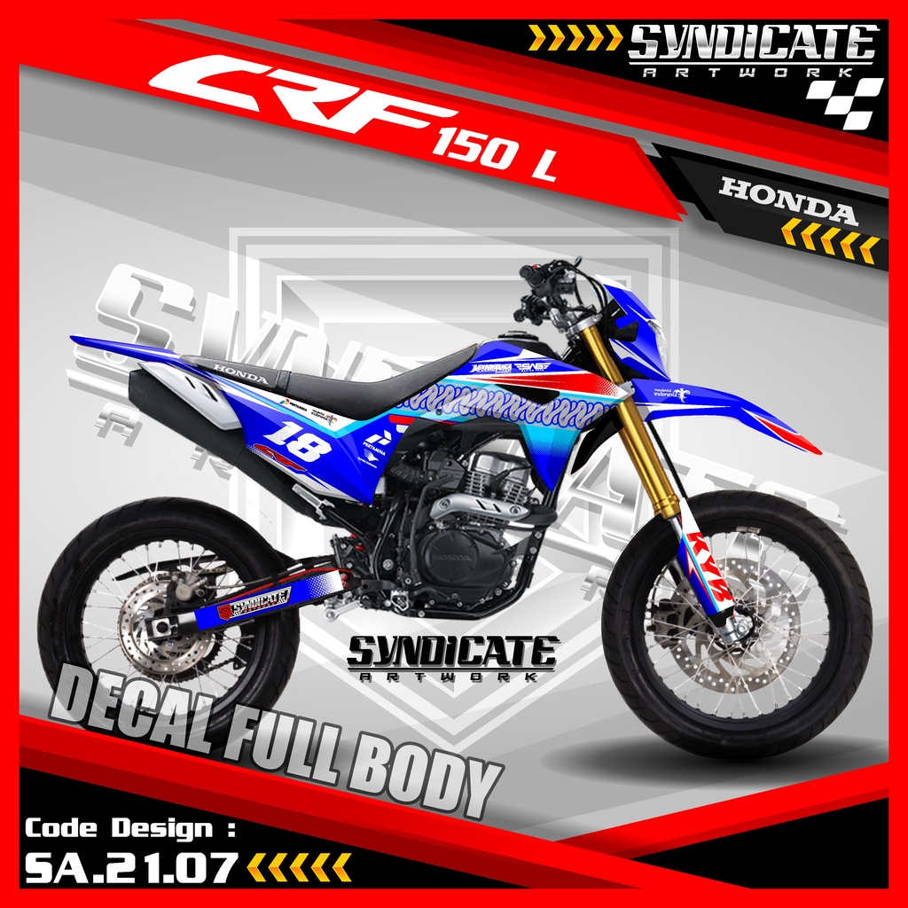 Decal Sticker Full Body Motor CRF 150L - Dekal Stiker Motor Cross Variasi Aksesoris Desain Mandalika