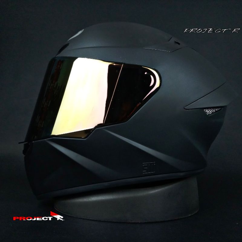 KYT TT COURSE SOLID BLACK DOFF (PAKET GANTENG)